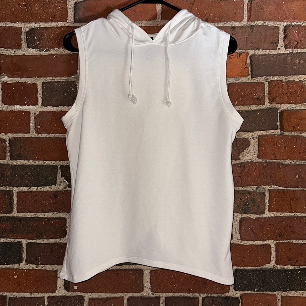 Live Love Dream White Sleeveless Hoodie, Size Small